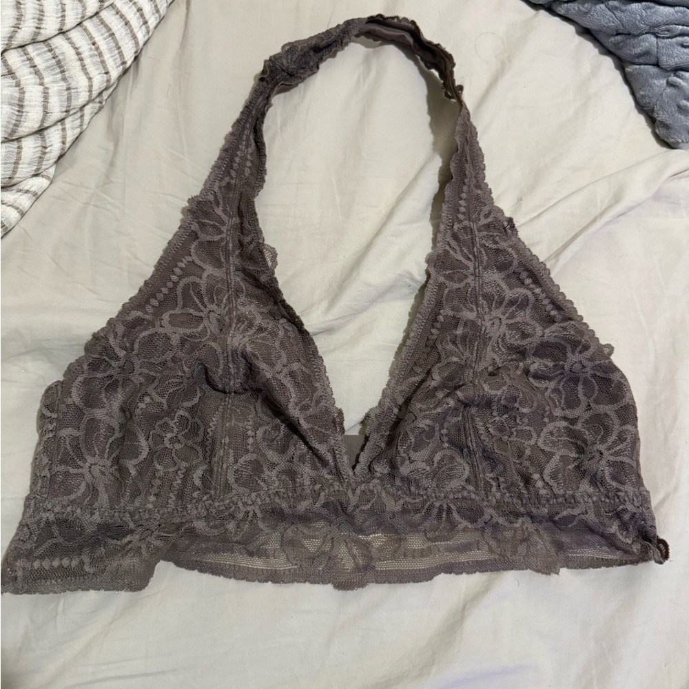 PINK Victoria's Secret Brown Lace Halter Bra